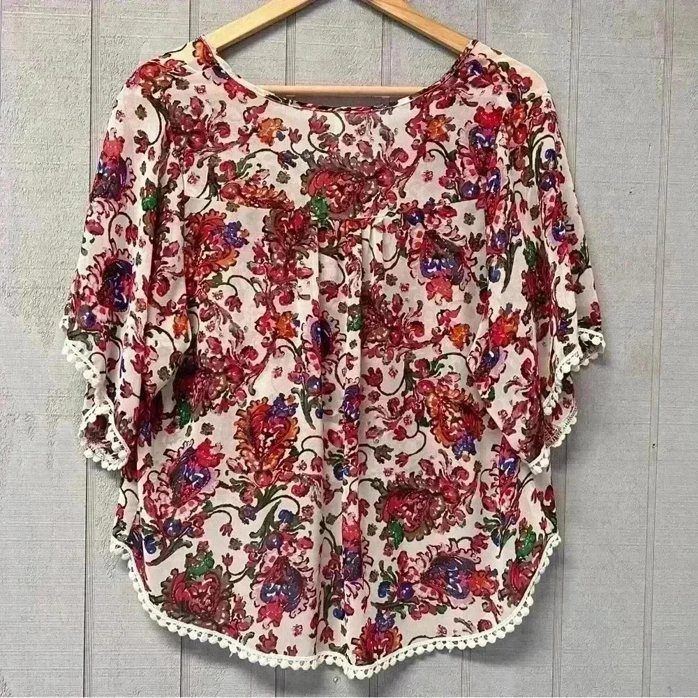 My Story Womens Button Up Cropped Blouse Size Large - Picture 4 of 7